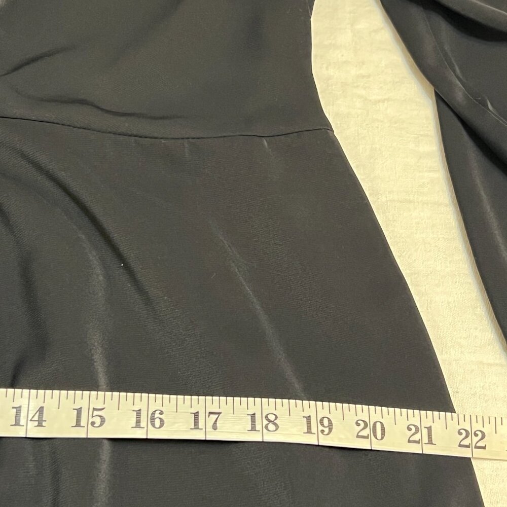 Abercrombie & Fitch Black Satin Knot‐Front Shirt Dress L | Long Sleeve Collared - Picture 8 of 10